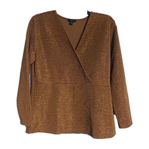 Women's Ann Taylor Factory 3/4 Sleeve Golden Brown Crinkle Top Size M